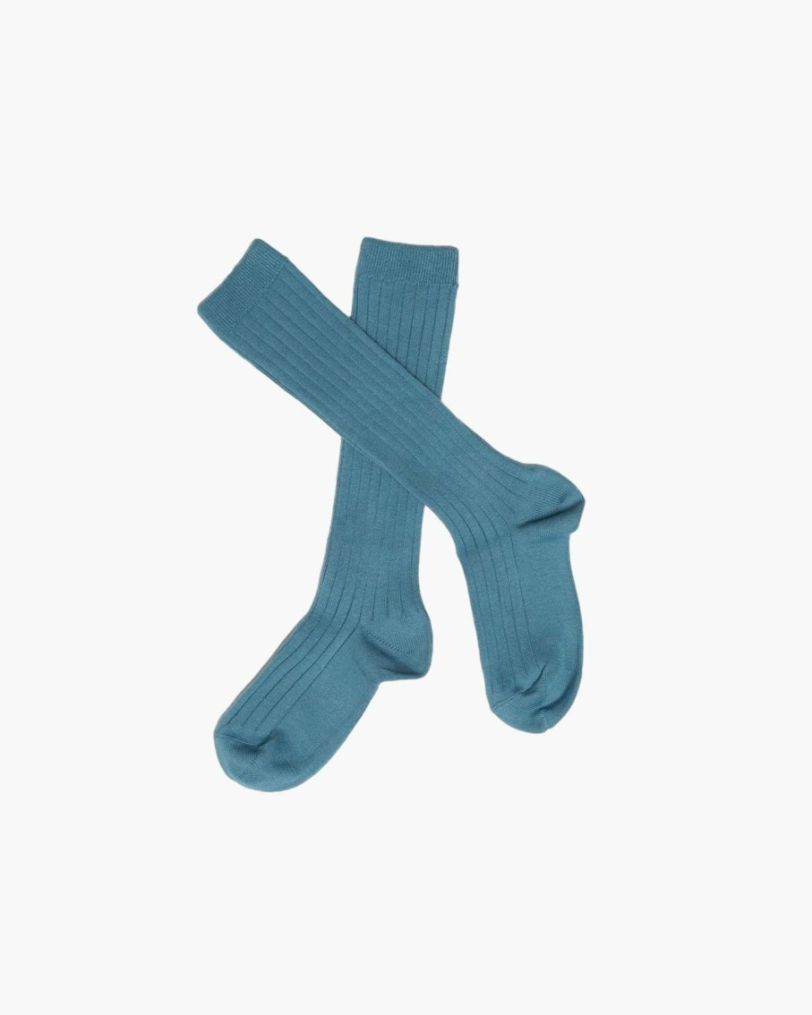 Accessories Amaia Kids | Ribbed High Knee Socks Blue France