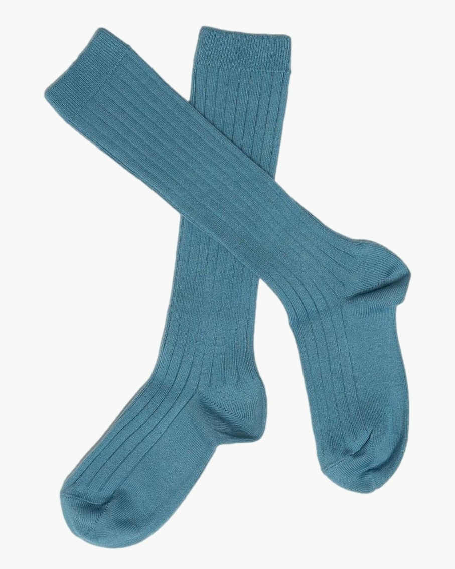 Accessories Amaia Kids | Ribbed High Knee Socks Blue France