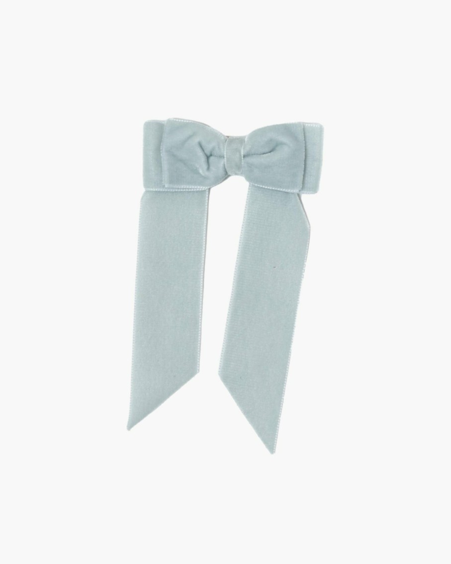 Accessories Amaia Kids | Large Velvet Long Tail Bow Grey