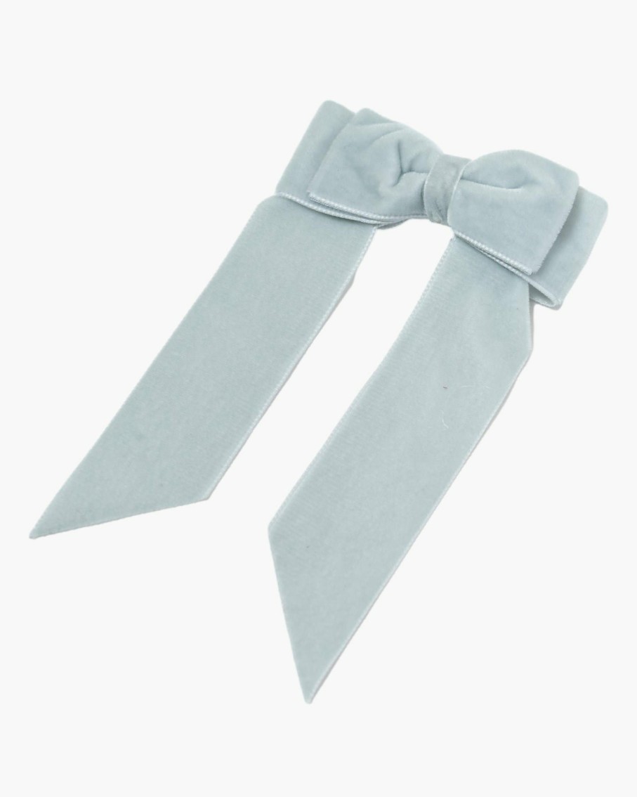 Accessories Amaia Kids | Large Velvet Long Tail Bow Grey