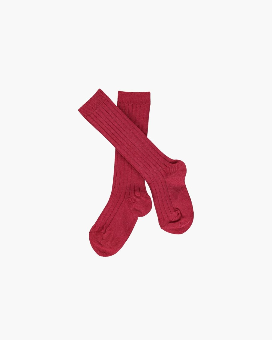 Accessories Amaia Kids | Ribbed High Knee Socks Cherry