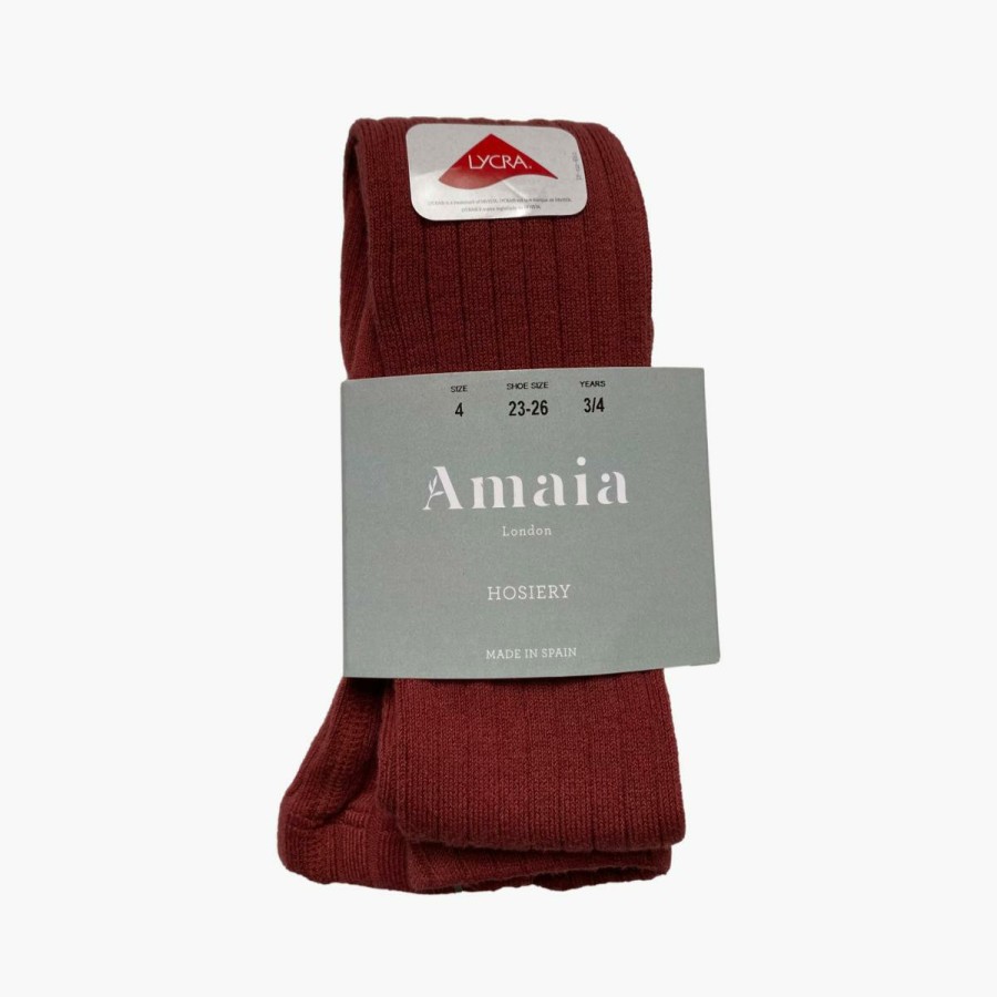 Accessories Amaia Kids | Ribbed Tights - Marsala