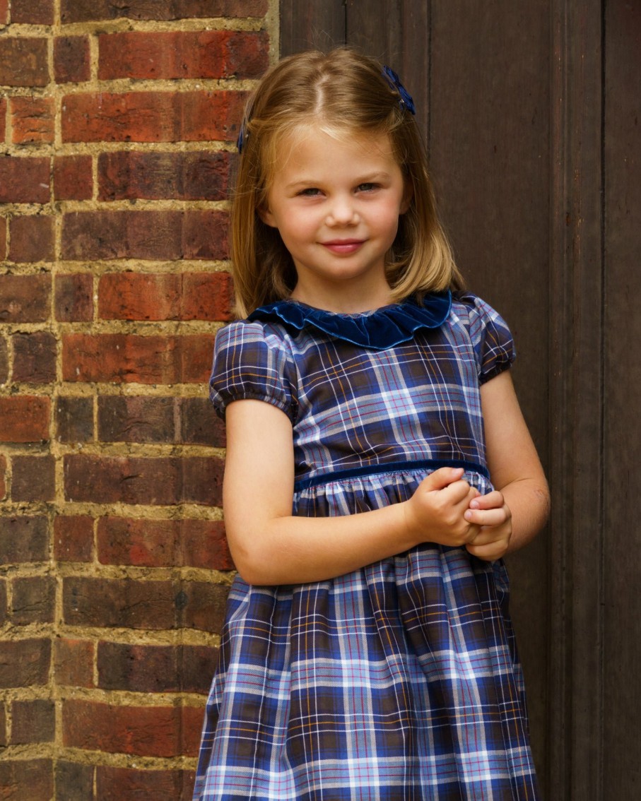 GIRL Amaia Kids | Raisin Dress Blue Tartan