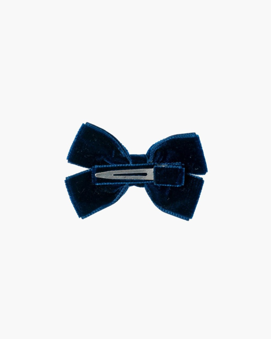 Accessories Amaia Kids | Medium Velvet Hairbow Navy