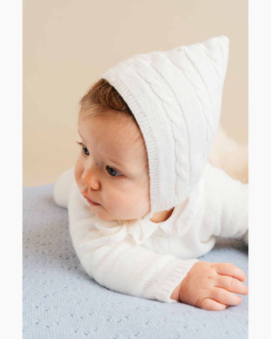 NEWBORN Amaia Kids | Boe Cable-Knit Baby Set With Bonnet Ivory