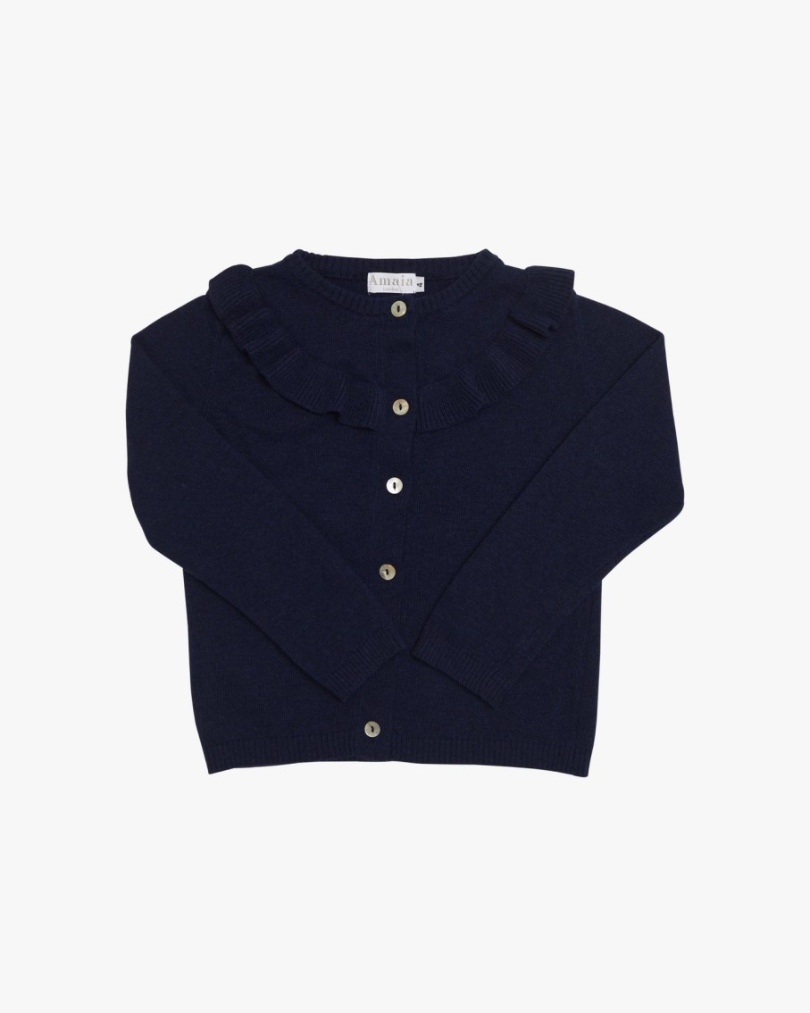 GIRL Amaia Kids | Carla Ruffle Cardigan Navy