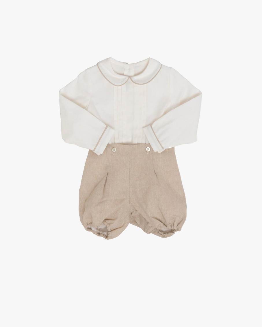 BABY BOY(0M to 3Y) Amaia Kids | Louis Set Dusty Beige Herringbone