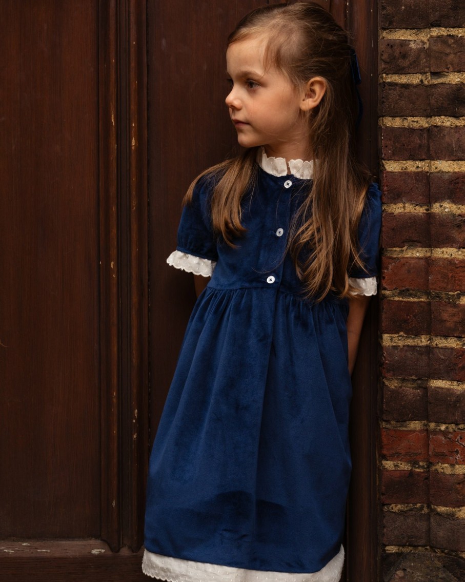 GIRL Amaia Kids | Carole Dress Blue Velvet