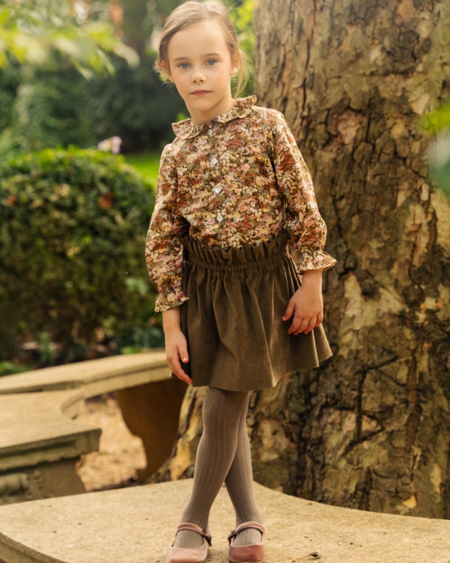 GIRL Amaia Kids | Pestana Skirt Khaki Velvet