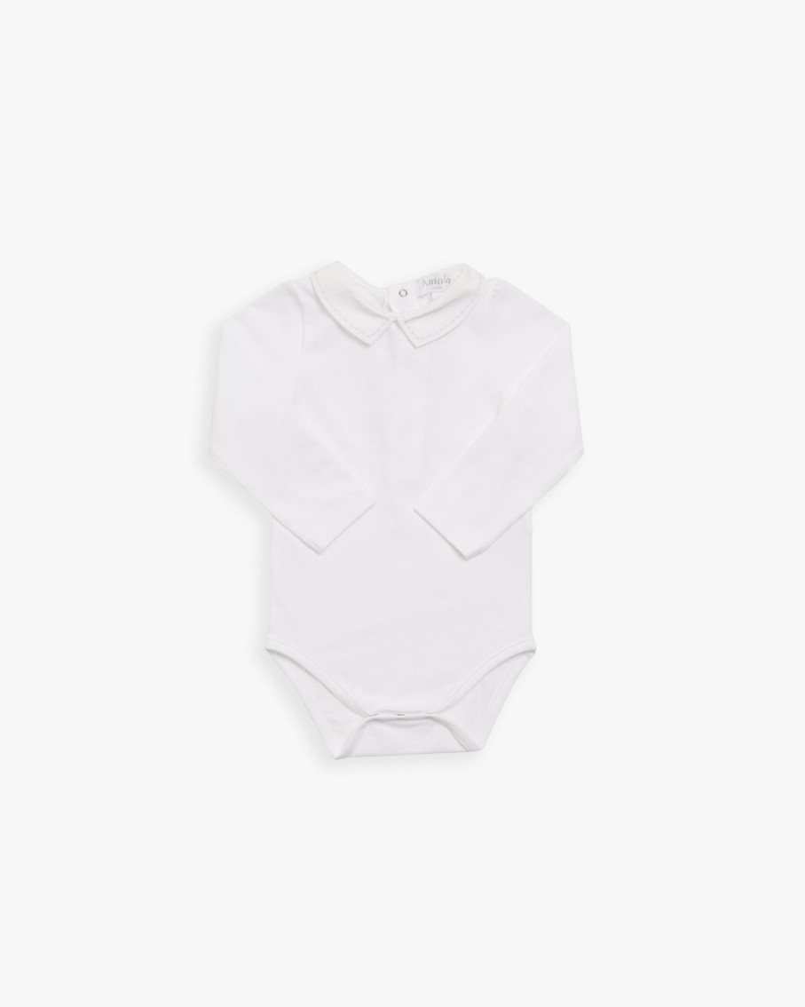 NEWBORN Amaia Kids | Ls Bodysuit Blue Embroidery