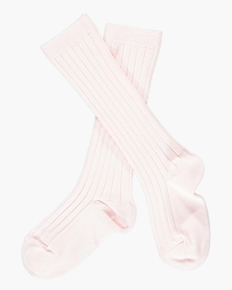 Accessories Amaia Kids | Ribbed High Knee Socks Baby Pink