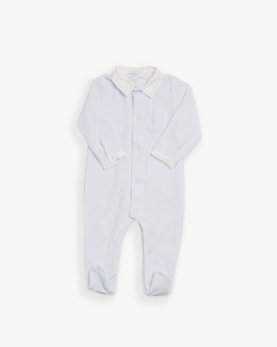 NEWBORN Amaia Kids | Velours Babygrow Light Blue