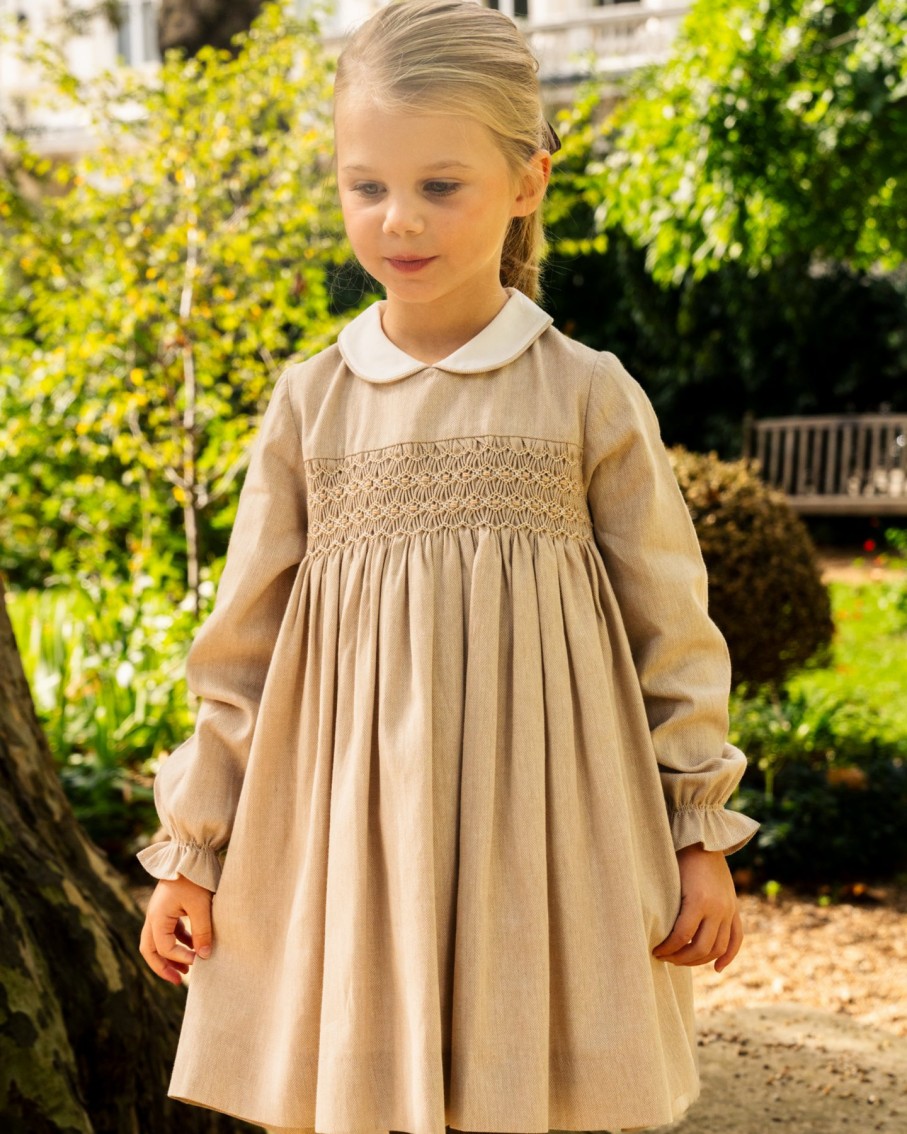 GIRL Amaia Kids | Malena Dress Beige Herringbone