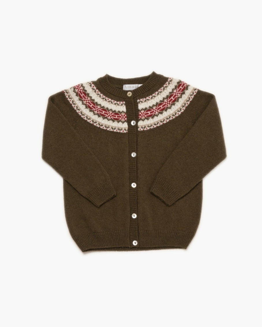 GIRL Amaia Kids | Marie Fairisle Cardigan Moss