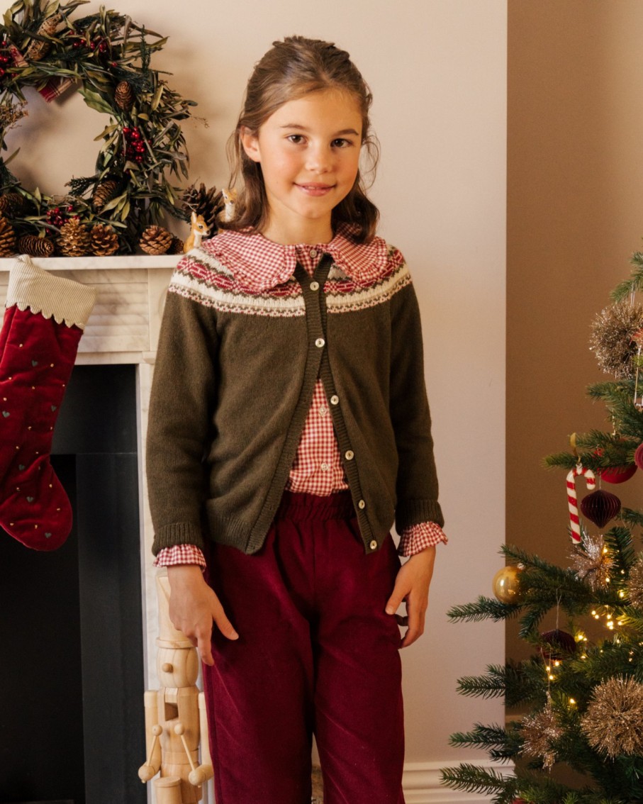 GIRL Amaia Kids | Marie Fairisle Cardigan Moss