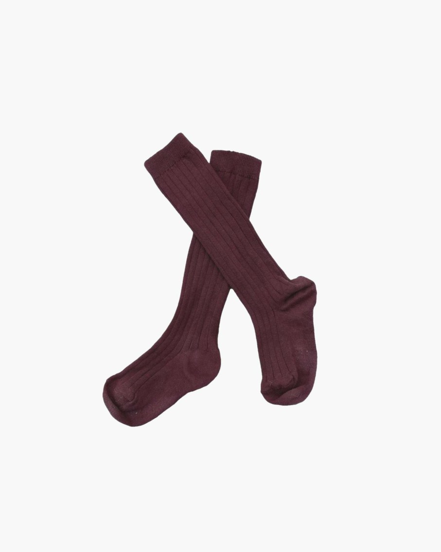 Accessories Amaia Kids | Ribbed High Knee Socks Brown