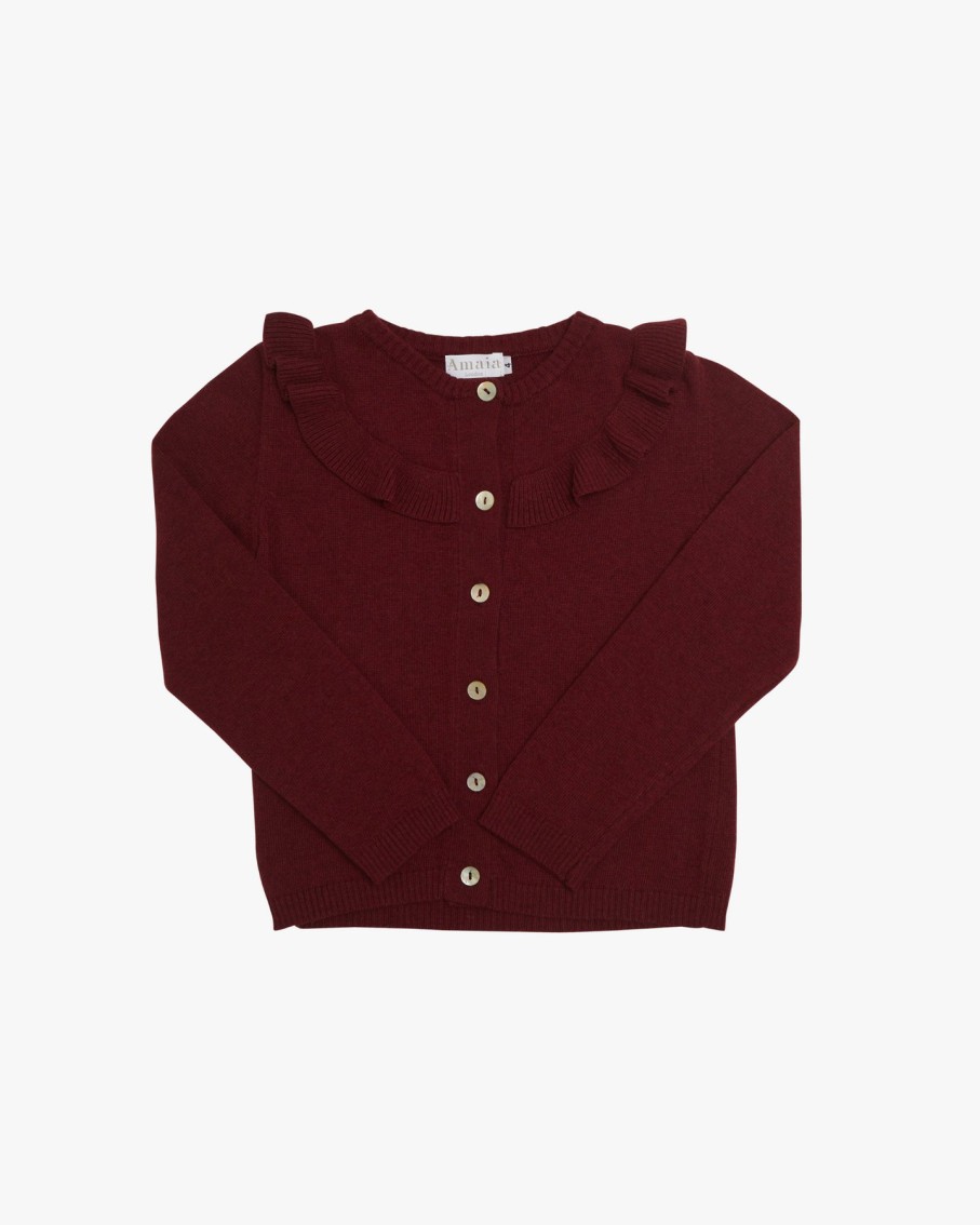 GIRL Amaia Kids | Carla Ruffle Cardigan Rust