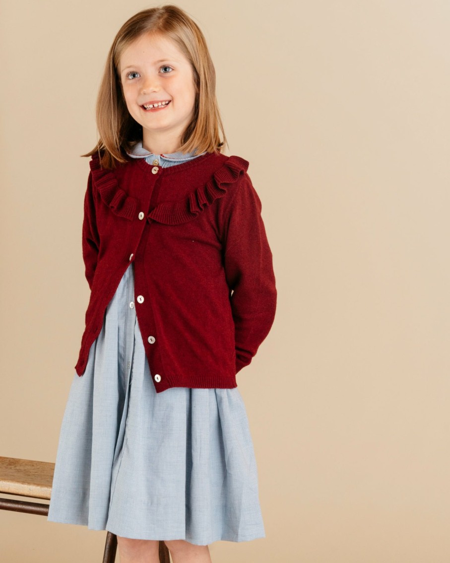 GIRL Amaia Kids | Carla Ruffle Cardigan Rust