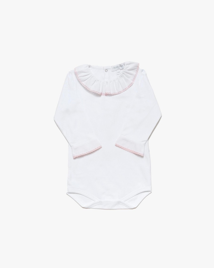 BABY GIRL (0M to 3Y) Amaia Kids | Chelsea Bodysuit Ric Rac Trim Pink