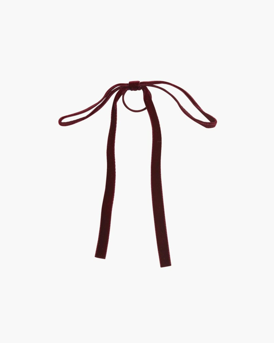 Accessories Amaia Kids | Thin Velvet Hair Tie Burgundy