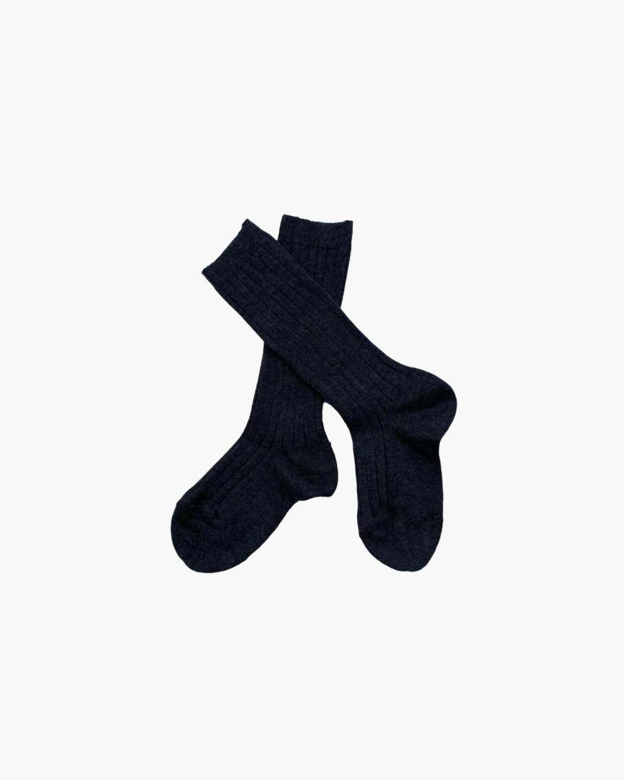 Accessories Amaia Kids | Ribbed High Knee Socks Black