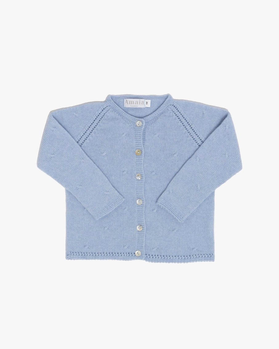 BABY GIRL (0M to 3Y) Amaia Kids | Puce Cardigan Light Blue