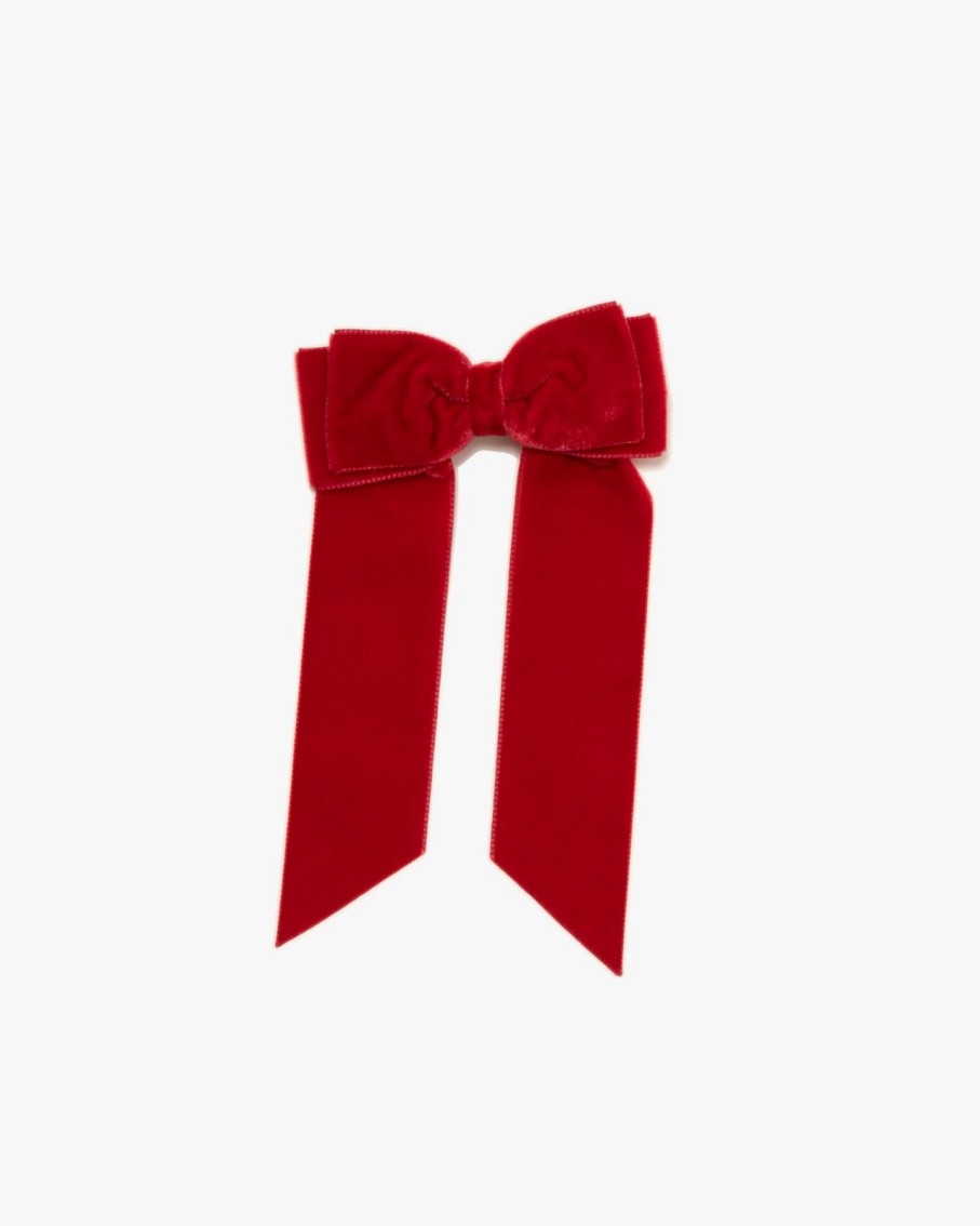 Accessories Amaia Kids | Large Velvet Long Tail Bow Scarlet