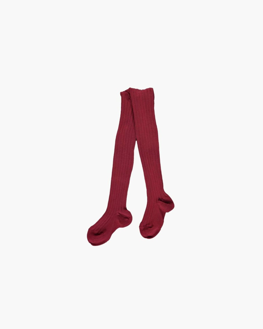 Accessories Amaia Kids | Ribbed Tights - Granate Red