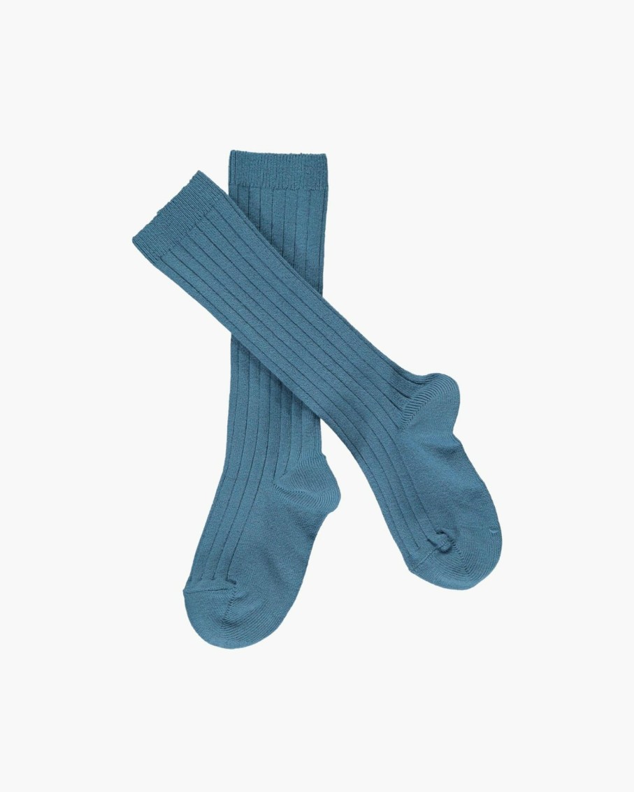 Accessories Amaia Kids | Ribbed High Knee Socks Cobalt