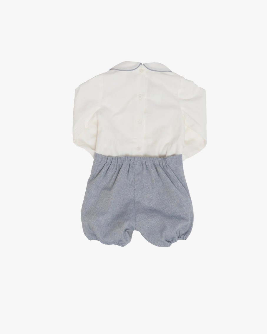 BABY BOY(0M to 3Y) Amaia Kids | Louis Set Dusty Blue Herringbone