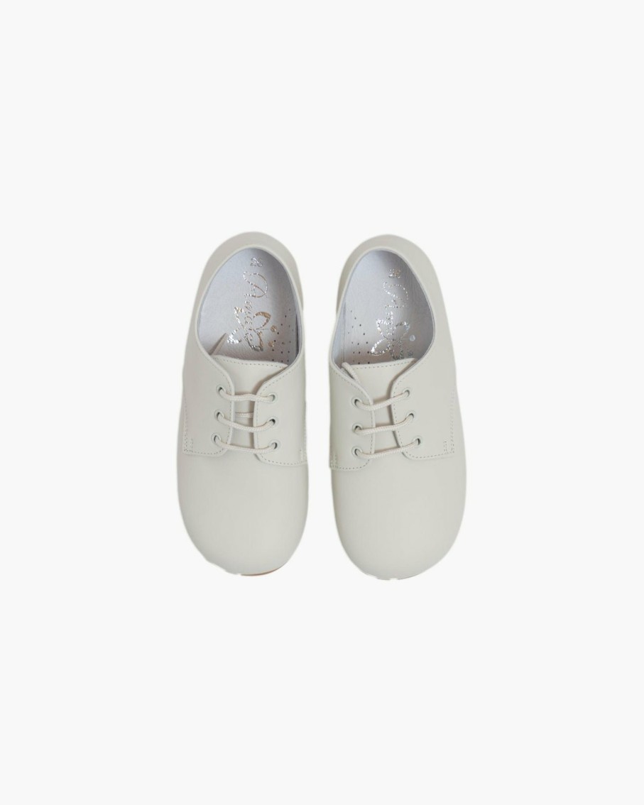 Accessories Amaia Kids | Boy Leather Lace-Up Shoes Ivory