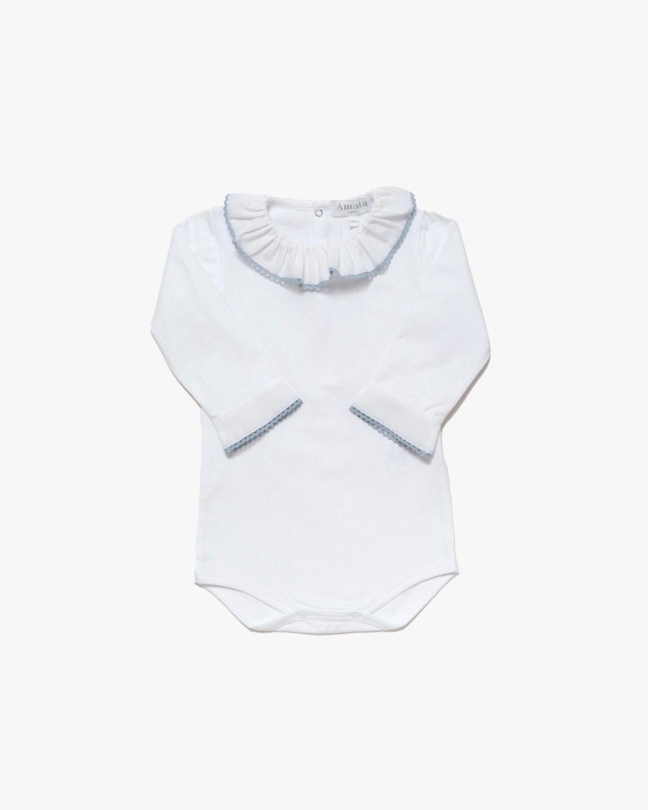 BABY GIRL (0M to 3Y) Amaia Kids | Chelsea Bodysuit Ric Rac Trim Blue