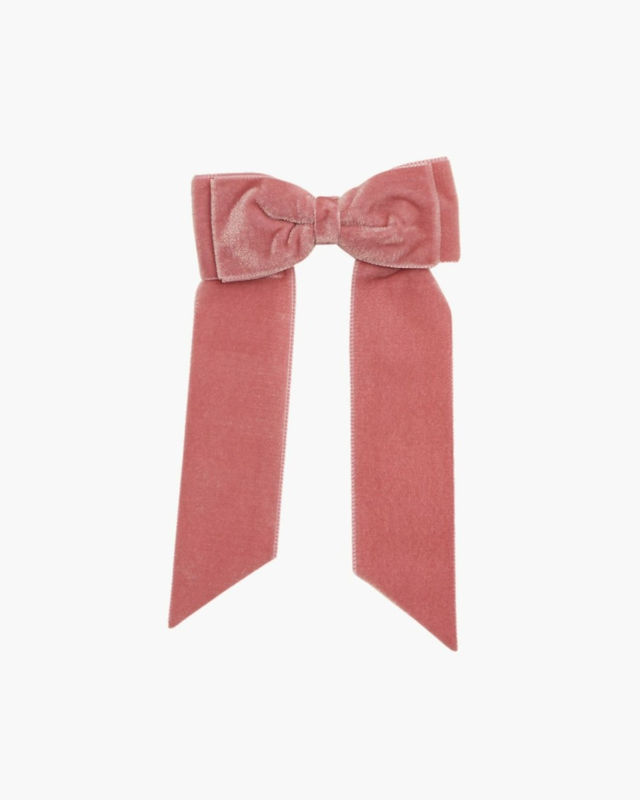 Accessories Amaia Kids | Large Velvet Long Tail Bow Pink