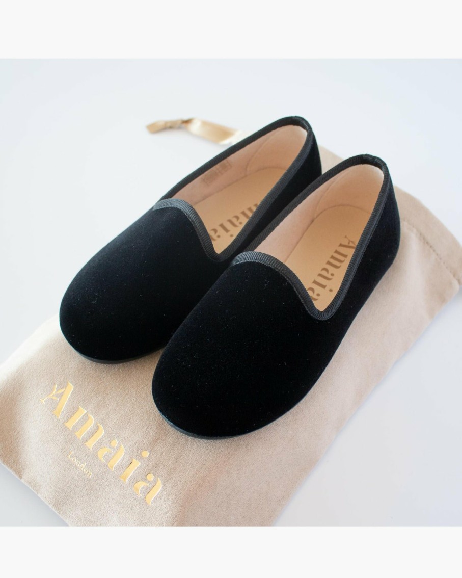 Accessories Amaia Kids | Velvet Slippers Shoes Black