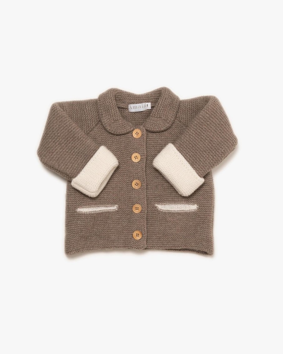 BABY GIRL (0M to 3Y) Amaia Kids | Baby Double Knitted Jacket Taupe