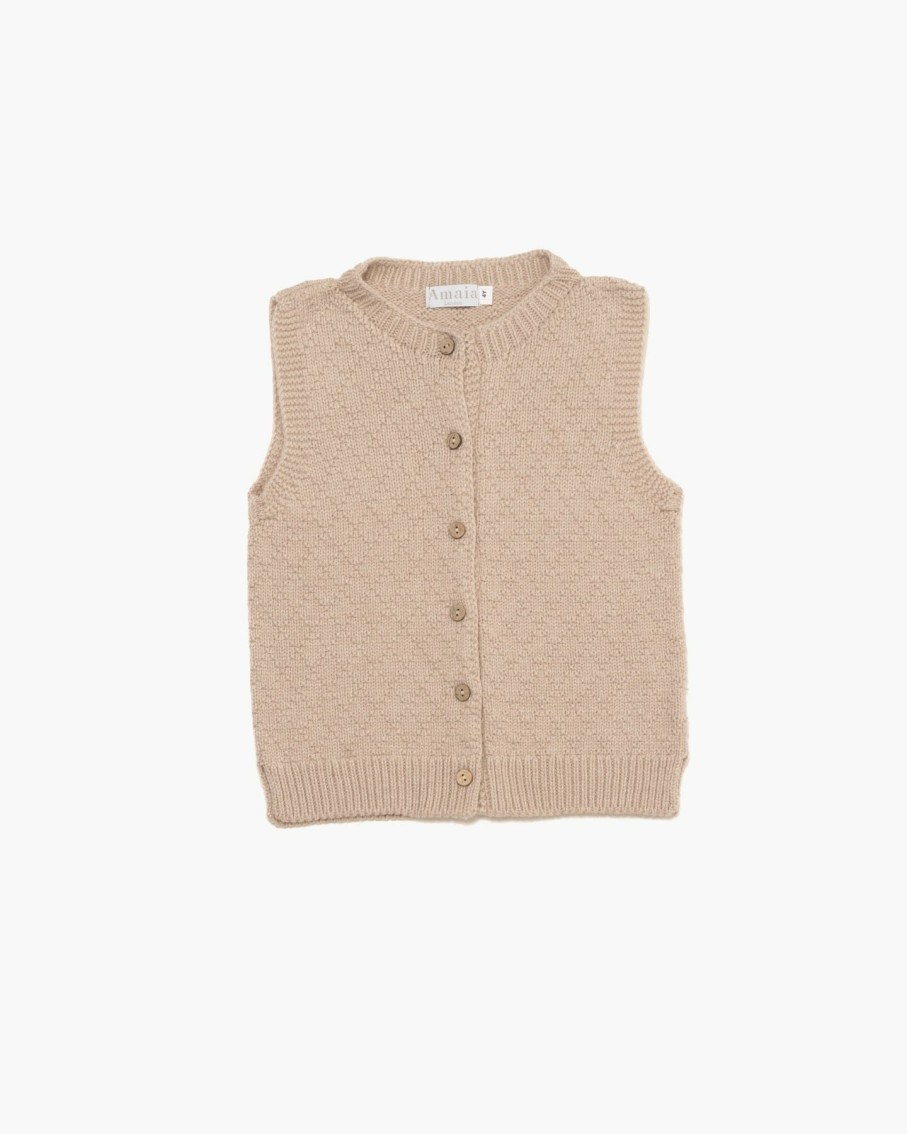 GIRL Amaia Kids | Knitted Vest Sand