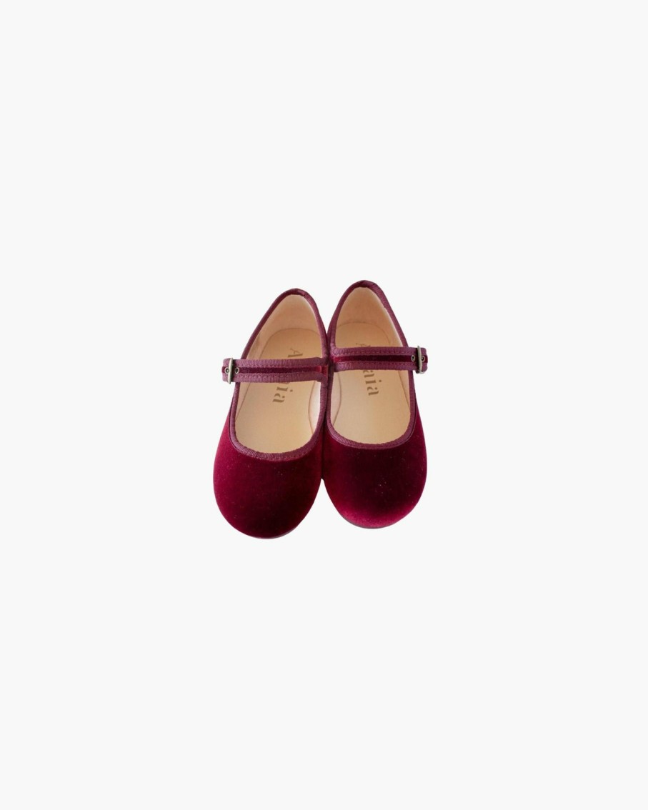 Accessories Amaia Kids | Girl Velvet Shoes Burgundy