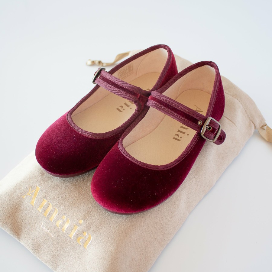 Accessories Amaia Kids | Girl Velvet Shoes Burgundy