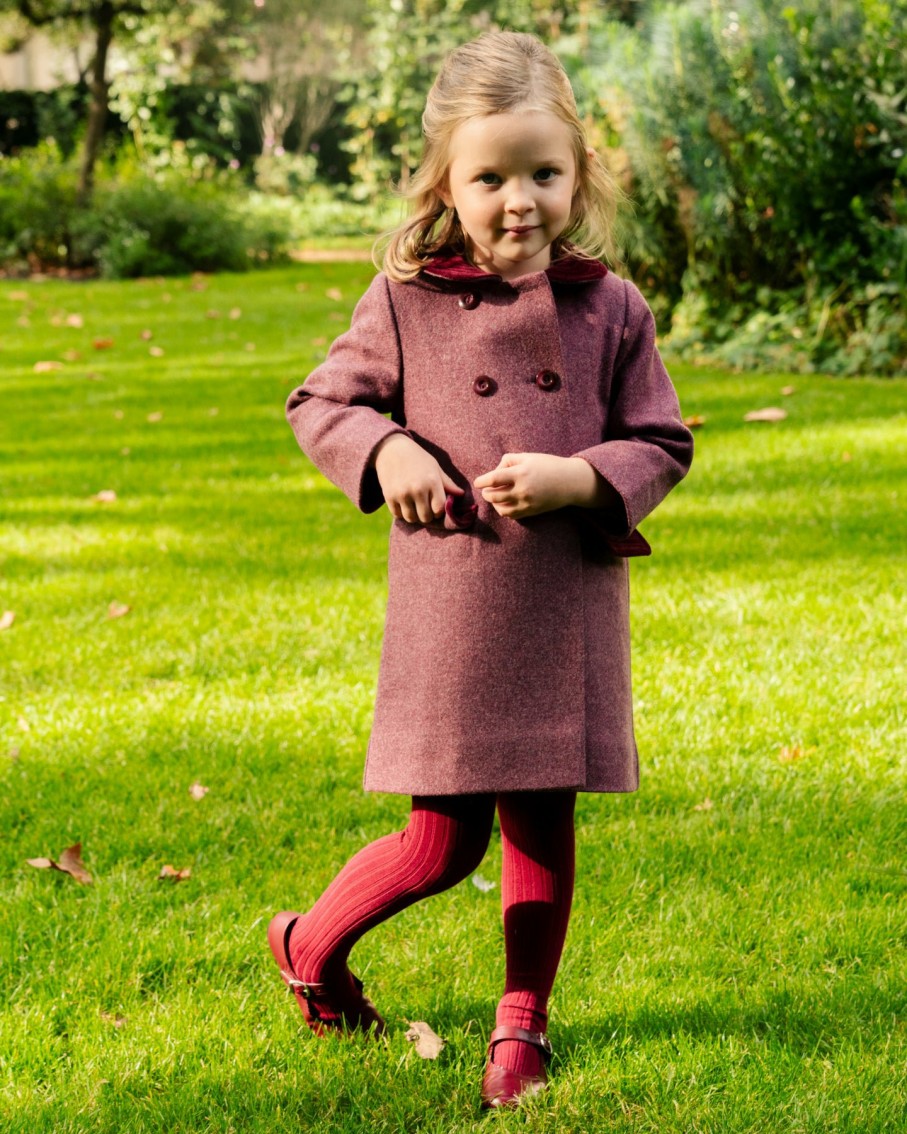 GIRL Amaia Kids | Tweed Classic Coat Plum