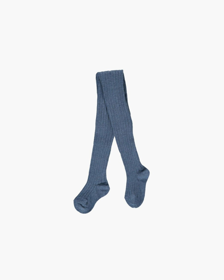 Accessories Amaia Kids | Ribbed Tights - Blue Jean